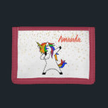 Unicorn Rainbow Dabbing Stars Personalised Trifold Wallet<br><div class="desc">This design may be personalised in the area provided by changing the photo and/or text. Or it can be customised by choosing the click to customise further option and delete or change the colour of the background, add text, change the text colour or style, or delete the text for an...</div>