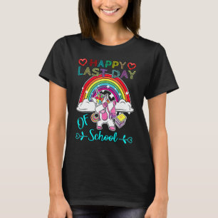 Unicorn Rainbow Dabbing Student Happy Last Day Of T-Shirt