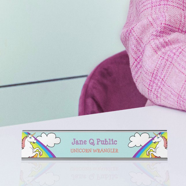 Unicorn Rainbow Desk Name Plate (Creator Uploaded)