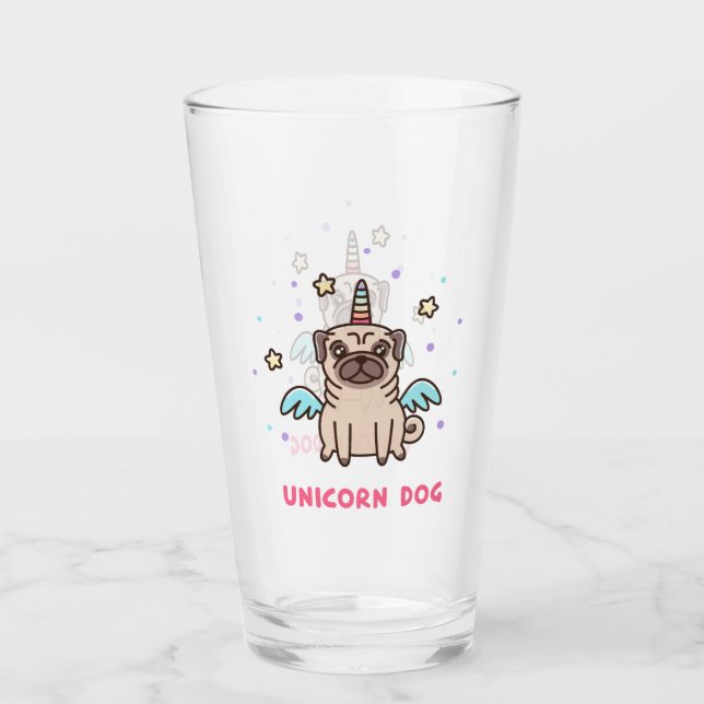 Unicorn Rainbow Dog Glass (Front)