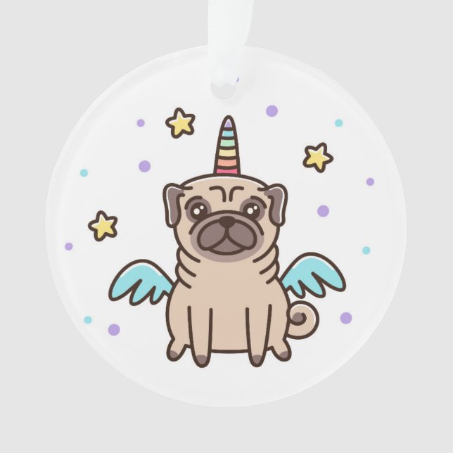 Unicorn Rainbow Dog Ornament (Front)