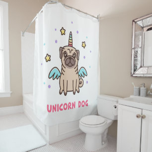 Unicorn Rainbow Dog Shower Curtain
