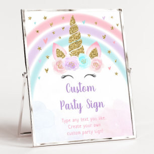 Unicorn Rainbow Editable Birthday Sign