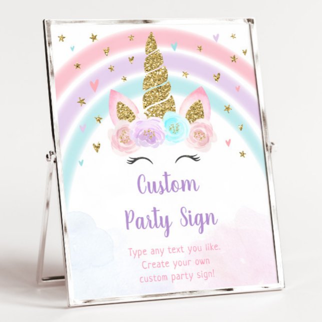 Unicorn Rainbow Editable Birthday Sign (Creator Uploaded)