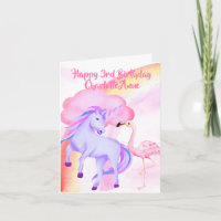 Unicorn Rainbow Flamingo Girls 3rd Birthday