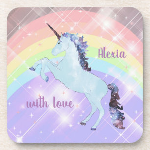 Unicorn, rainbow, for girls, children's, festive, coaster
