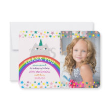 Unicorn Rainbow Girl Birthday Thank You