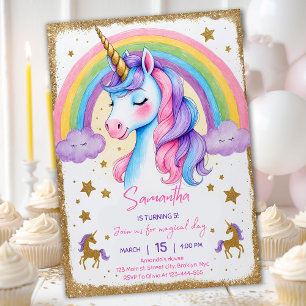 Unicorn Rainbow Girl’s Birthday Party Digital Invi Invitation