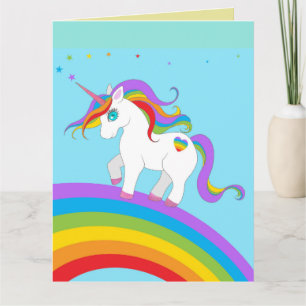 UNICORN RAINBOW GIRLS BIRTHDAY GREETING CARDS