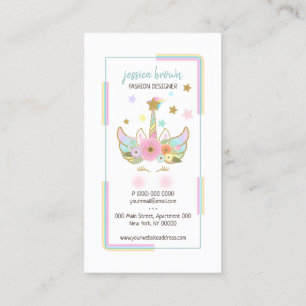 Unicorn rainbow glitter gold business card