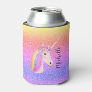 Unicorn Rainbow Glitter Sparkle Personalized Can Cooler