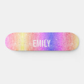 Unicorn Rainbow Glitter with name  Skateboard (Horz)