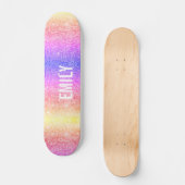 Unicorn Rainbow Glitter with name  Skateboard (Front)