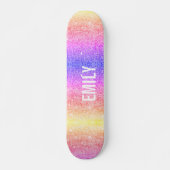 Unicorn Rainbow Glitter with name  Skateboard (Front)