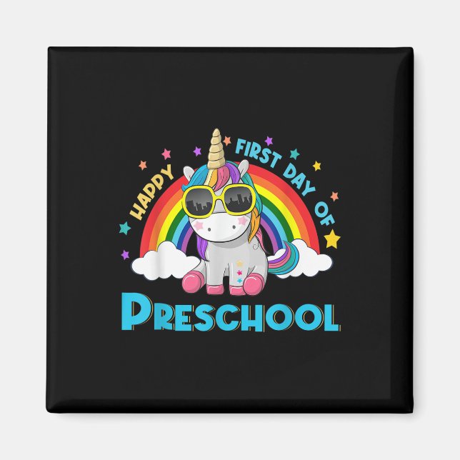 Unicorn Rainbow Happy First Day Of Preschool Back  Magnet (Front)