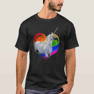 Unicorn Rainbow Heart Animal Gay Pride Lgbt T-Shirt