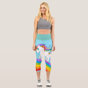 UNICORN RAINBOW HIGH WASIT CAPRI YOGA LEGGINGS