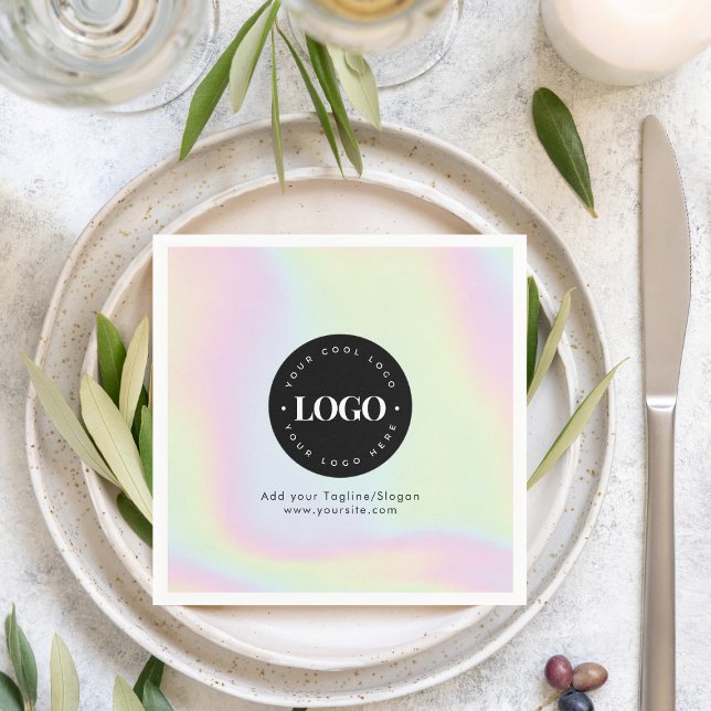 Unicorn Rainbow Holographic Pastel Business Logo  Napkin (Creator Uploaded)