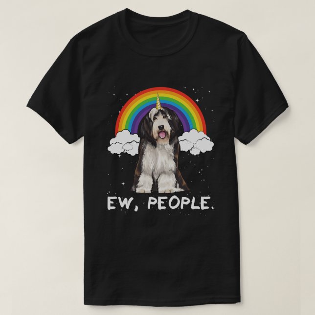 Unicorn Rainbow Magic Bearded Collie T-Shirt (Design Front)