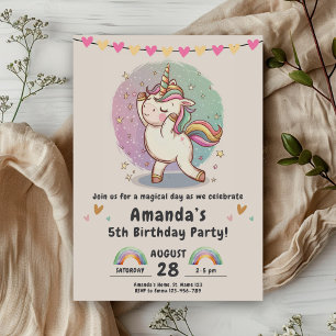 Unicorn Rainbow Magic Birthday Party Invitation