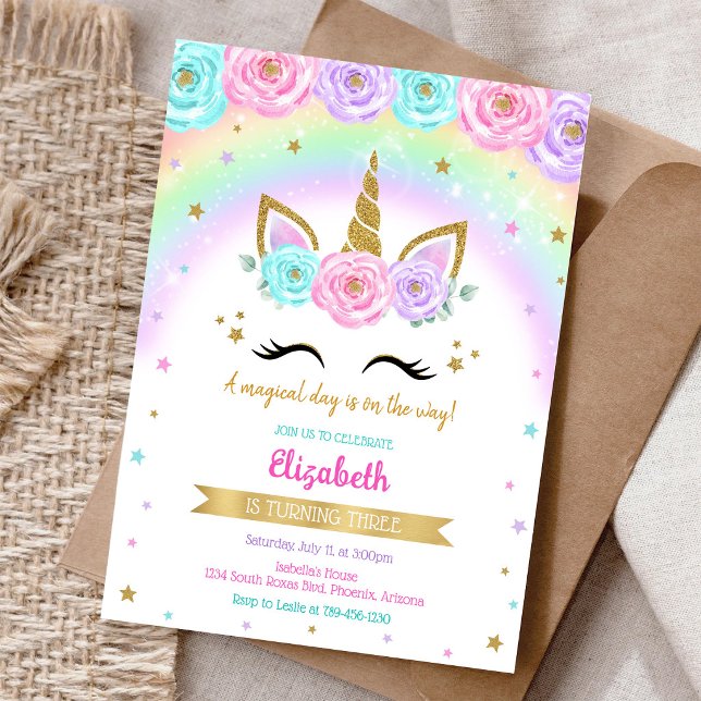 Unicorn Rainbow Magical Birthday Invitation (Creator Uploaded)
