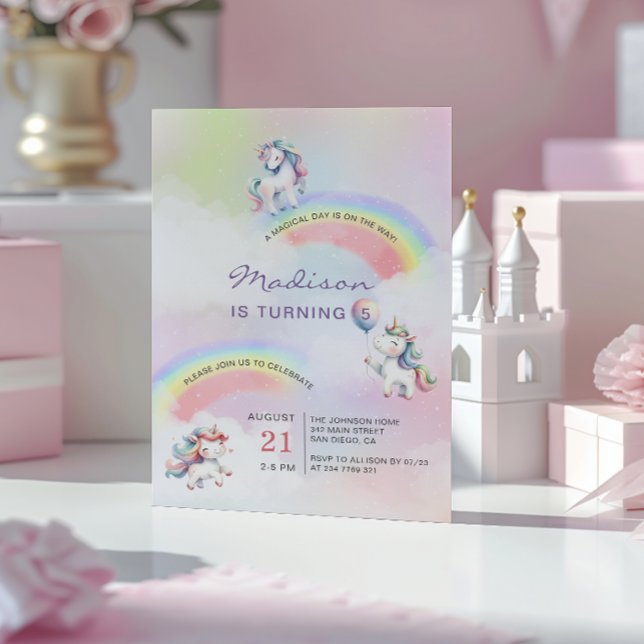 Unicorn Rainbow Magical Birthday  Invitation (Creator Uploaded)