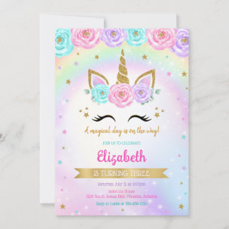 Unicorn Rainbow Magical Birthday Invitation