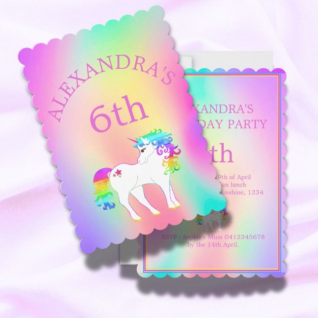 Unicorn Rainbow Magical Colourful Cute Birthday Invitation (Creator Uploaded)