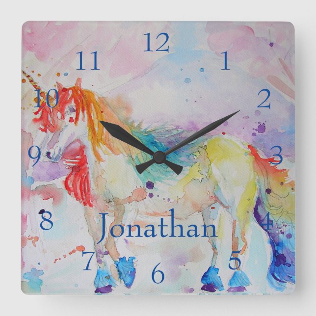 Unicorn Rainbow Magical Girls Childrens Room Clock (Front)