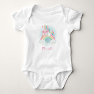 Unicorn Rainbow Name Personalised Baby Bodysuit