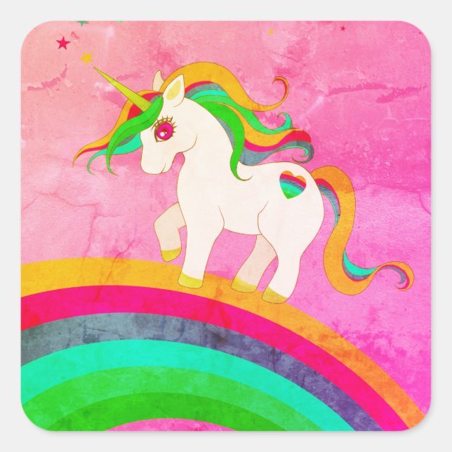Unicorn Rainbow Nature Square Sticker (Front)