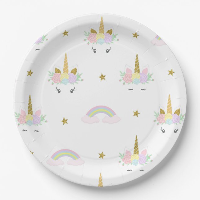Unicorn Rainbow Paper Plates (Front)