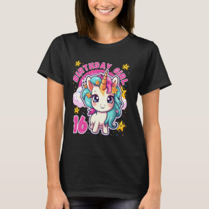 Unicorn Rainbow Party Stars 16th Birthday Girl Uni T-Shirt