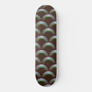 Unicorn Rainbow Pastel Colours Dark Brown Magic Skateboard