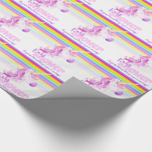 Unicorn rainbow personalised baby shower wrapping paper