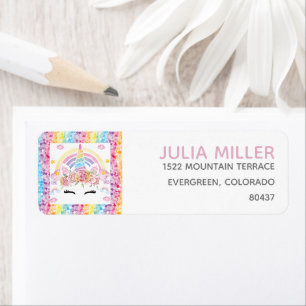 Unicorn Rainbow Personalised Birthday Address Return Address Label