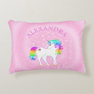 Unicorn Rainbow Pink Cute Customised Decorative Cushion