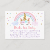 Unicorn Rainbow Pink Gold Baby Shower Book Request