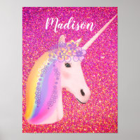 Unicorn Rainbow Pink Gold Glitter Sparkle Girls