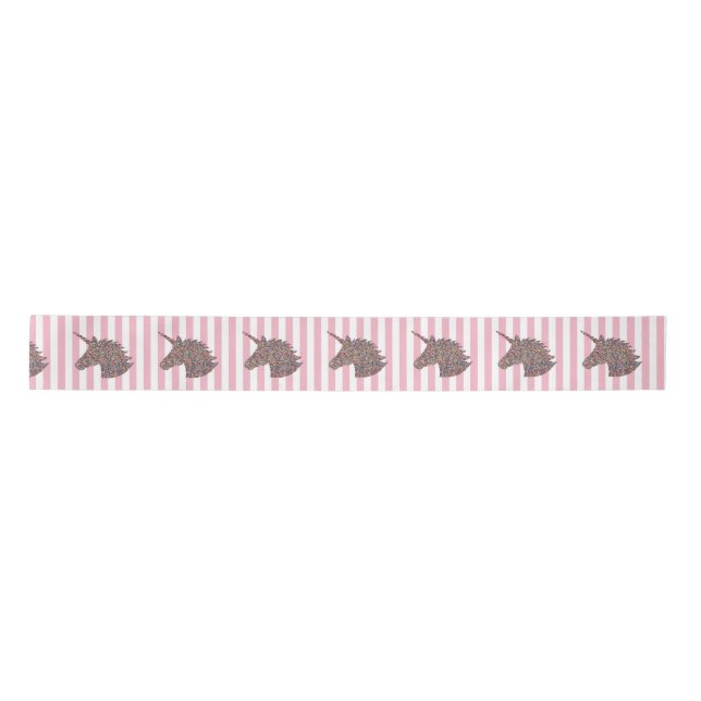 Unicorn Rainbow Pink Stripe Ribbon Satin Ribbon (Front)