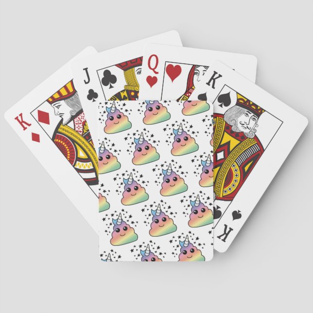 Unicorn Rainbow Poop Emoji Kawaii Playing Cards (Back)