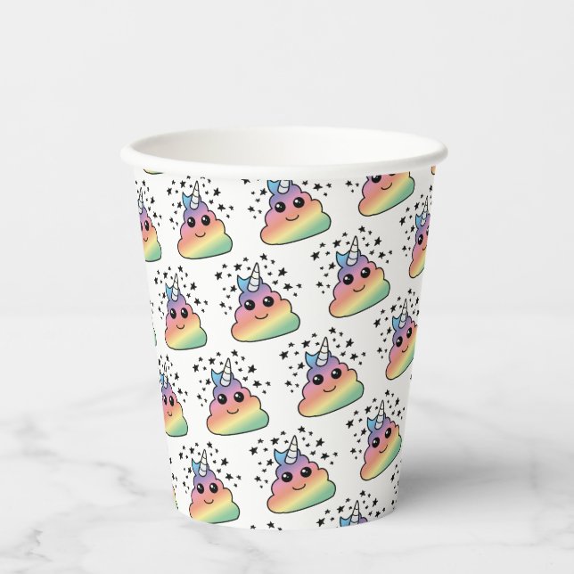 Unicorn Rainbow Poop Emoji Paper Cups (Front)