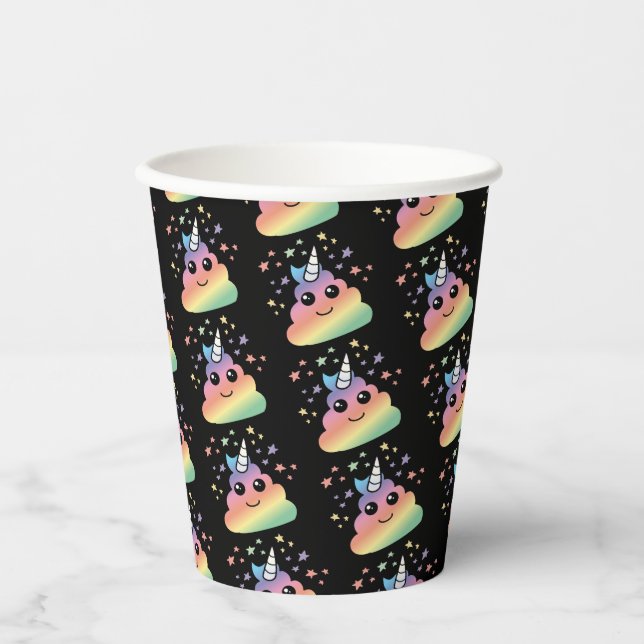 Unicorn Rainbow Poop Emoji Paper Cups (Front)