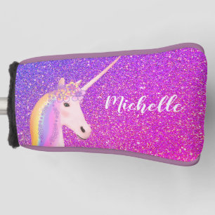 Unicorn Rainbow Purple Glitter Personalized Kids Golf Head Cover