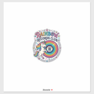 Unicorn Rainbow Records Club White Background Cute