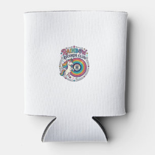Unicorn Rainbow Records Club White Background Cute Can Cooler