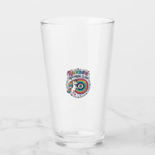 Unicorn Rainbow Records Club White Background Cute Glass