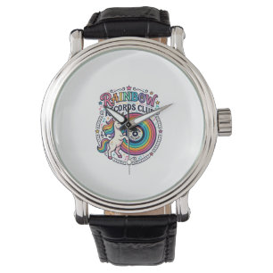 Unicorn Rainbow Records Club White Background Cute Watch