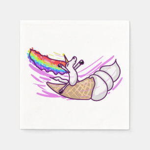 Unicorn Rainbow Riding Ice Cream Cone Napkin
