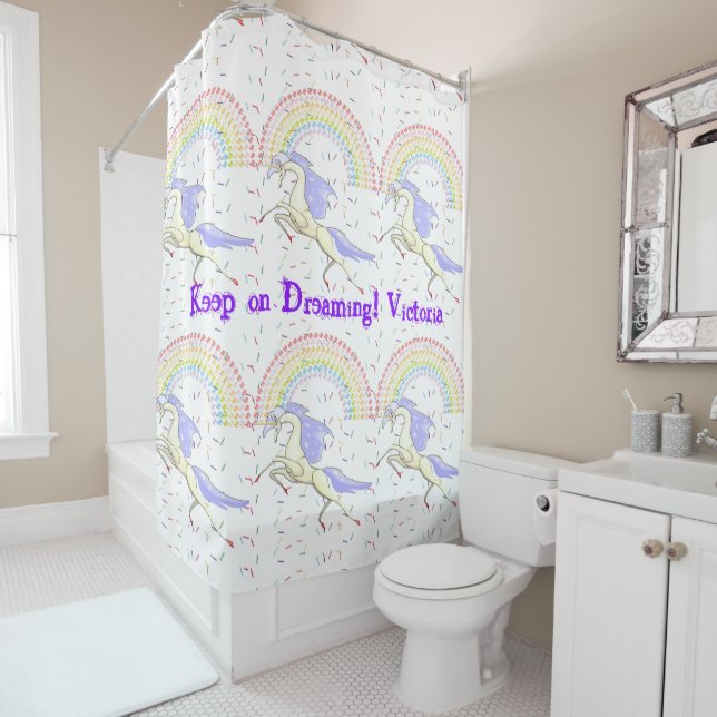 Unicorn Rainbow Shower Curtain (In Situ)